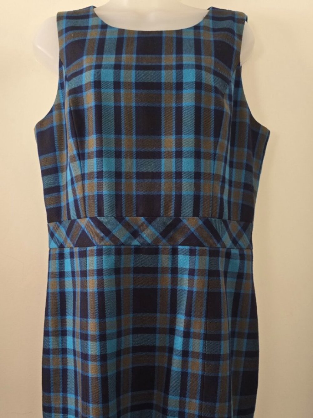 "Tommy Hilfiger" Sleeveless Blue Plaid Dress - Size 14